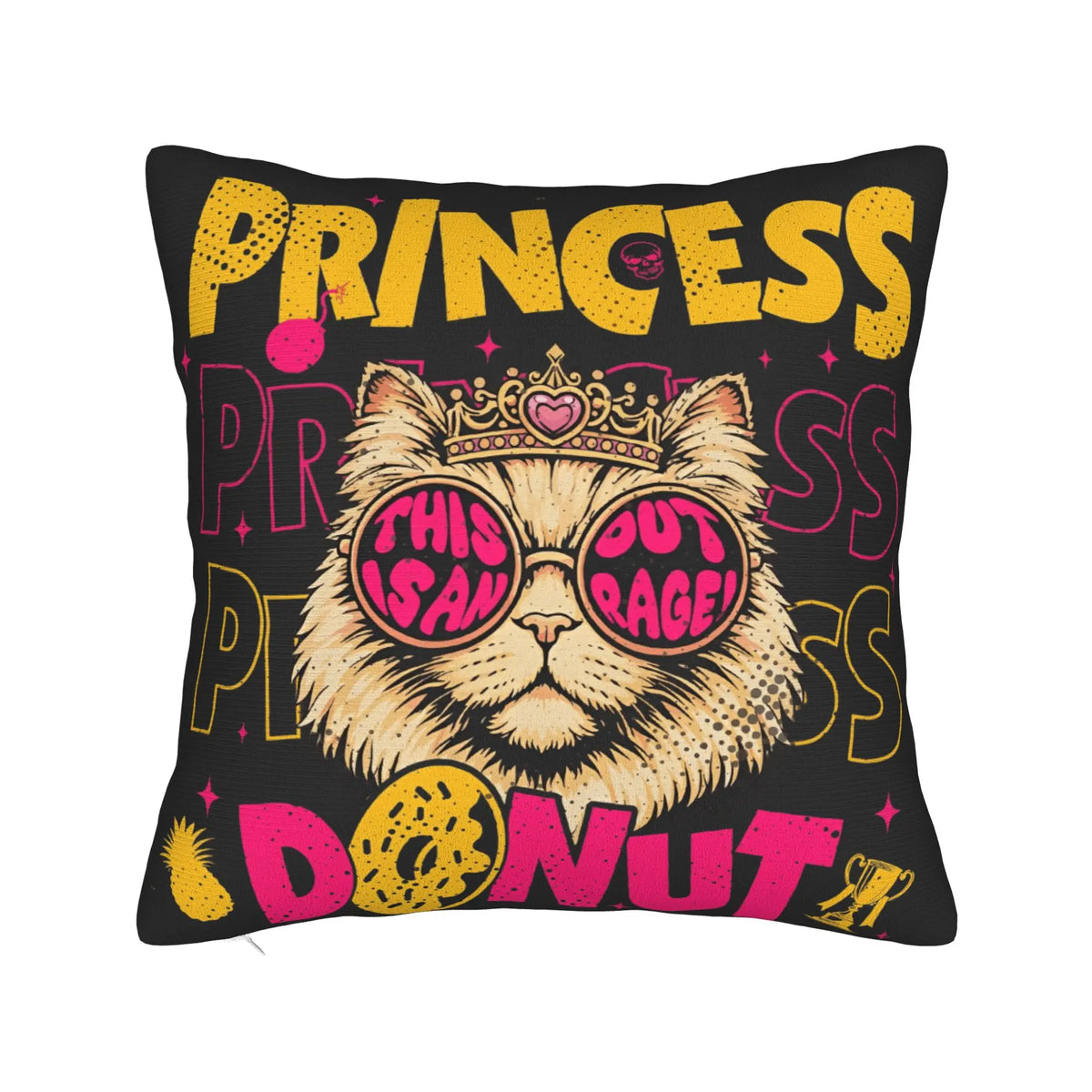 housse coussin imprimé pop art chat dinosaure trophées crânes étoiles outrage lit chambre decoration