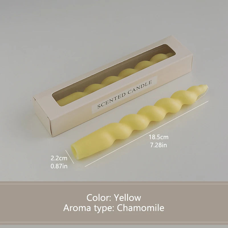 bougies parfumées vert pastel jaune rose blanches twistées moderne support nœud anniversaire décoration maison