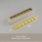 bougies parfumées vert pastel jaune rose blanches twistées moderne support nœud anniversaire décoration maison