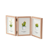cadre photo pliable bois grainé beige portraits triptyque décoration champêtre