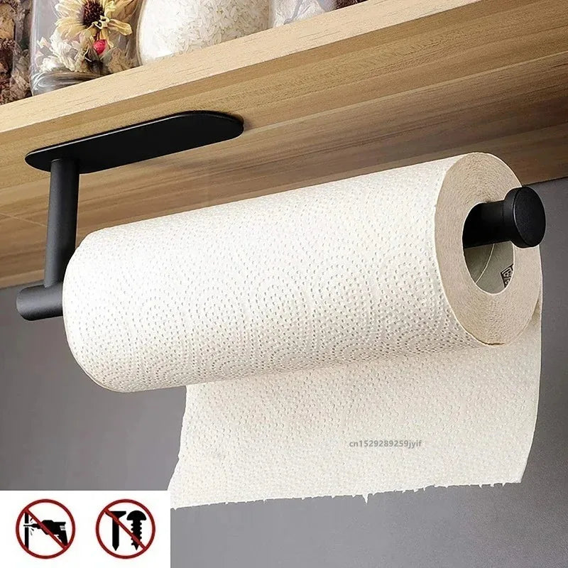 porte serviettes mural adhésif moderne noir opaqué salle bain papier toilette large small