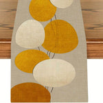 nappe table motif géométrique moderne beige orange blanc tissu lin facile nettoyage cuisine salle