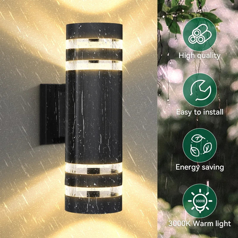 lampe murale led éclairage moderne étanche noir rayures horizontales contemporaine fixations vis applique murale