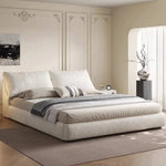 lit moderne beige clair tissage bois 150cm 180cm 200cm minimaliste chambre coucher