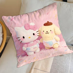 housse coussin décorative motif hello kitty rose blanc coton cartoon salon lit