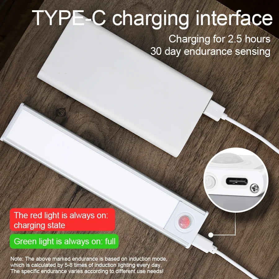 lampe led rechargeable usb capteur mouvement 50cm 40cm 30cm 20cm moderne blanc