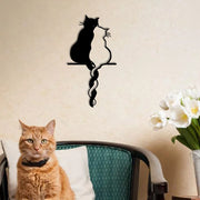 Décoration murale chat métal noir style japonais pour chambre et salon - Ornement romantique