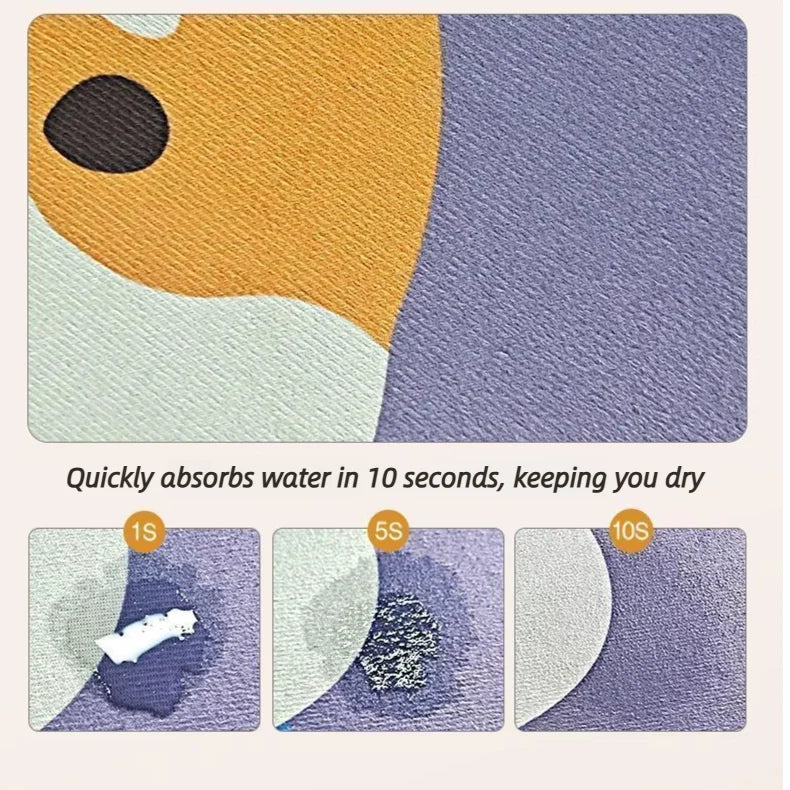 tapis gris imprimé chats moderne antidérapant hand washable durable résistant taches chambre bain