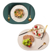 set table ovale texturé vert foncé double face moderne élégant minimaliste simili cuir polyester