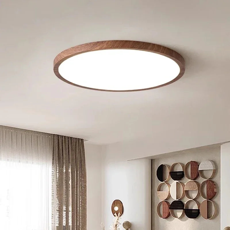 lampe moderne bois grainé blanc led surface ultrafine chambre salon cuisine