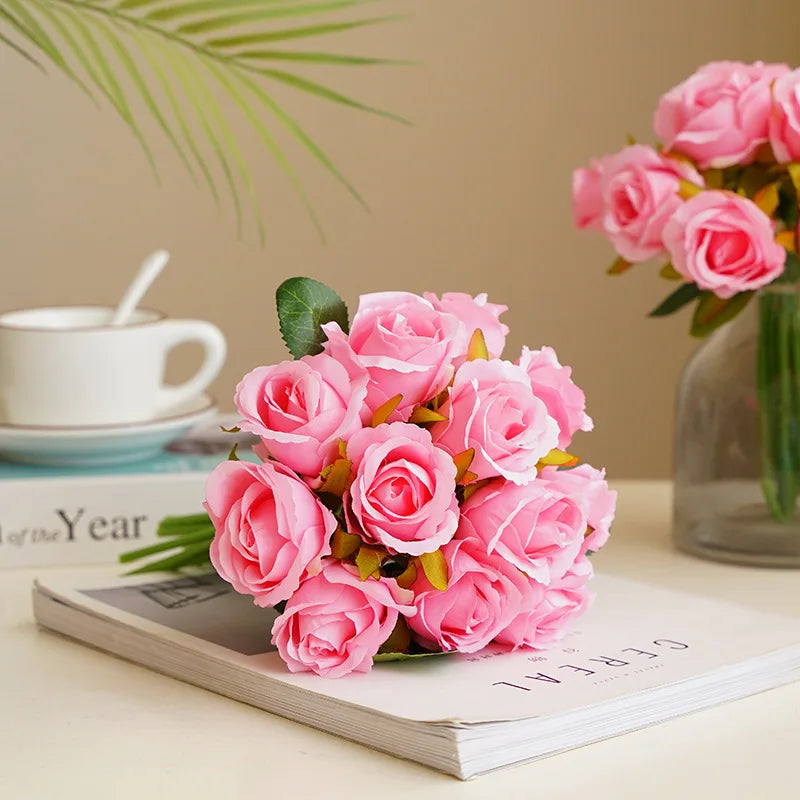 décoration intérieure bouquet roses artificielles mariage anniversaire baby shower minimaliste moderne