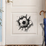 sticker mural 3d football fissures adhésif noir blanc decoration chambre enfant resistant eau 29cm