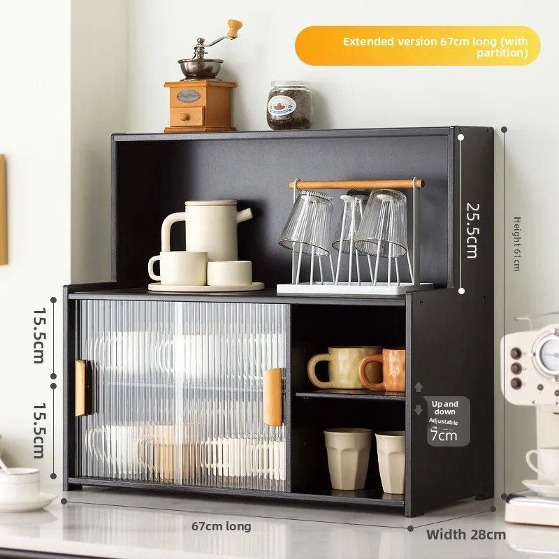 meuble rangement tasses bols bois noir moderne cuisine buffet