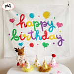 décoration chambre coucher rideau mural happy birthday confettis arc ciel lettres motifs festifs clips