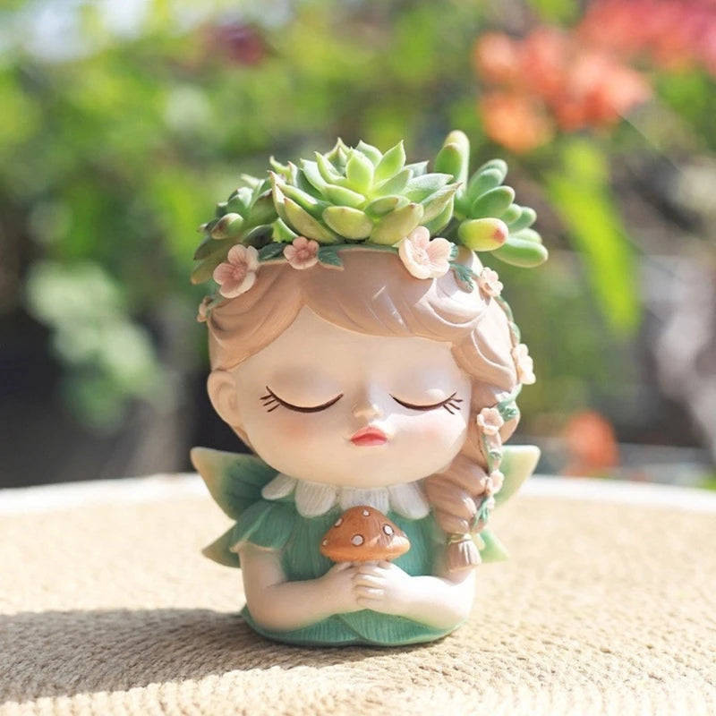 cache pot silicone forme figurine personnages accessoires floraux rose beige vert mignon decoratif