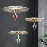 suspension lumineuse moderne élégante dorée transparente câble suspendu chambre salon étude