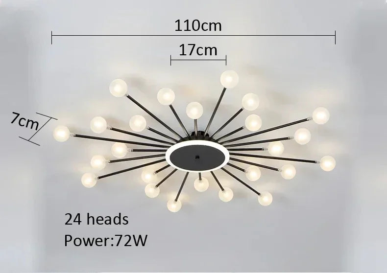 lampe suspension moderne or blanc sphères translucides scandinave structure métallique led éclairage intérieur