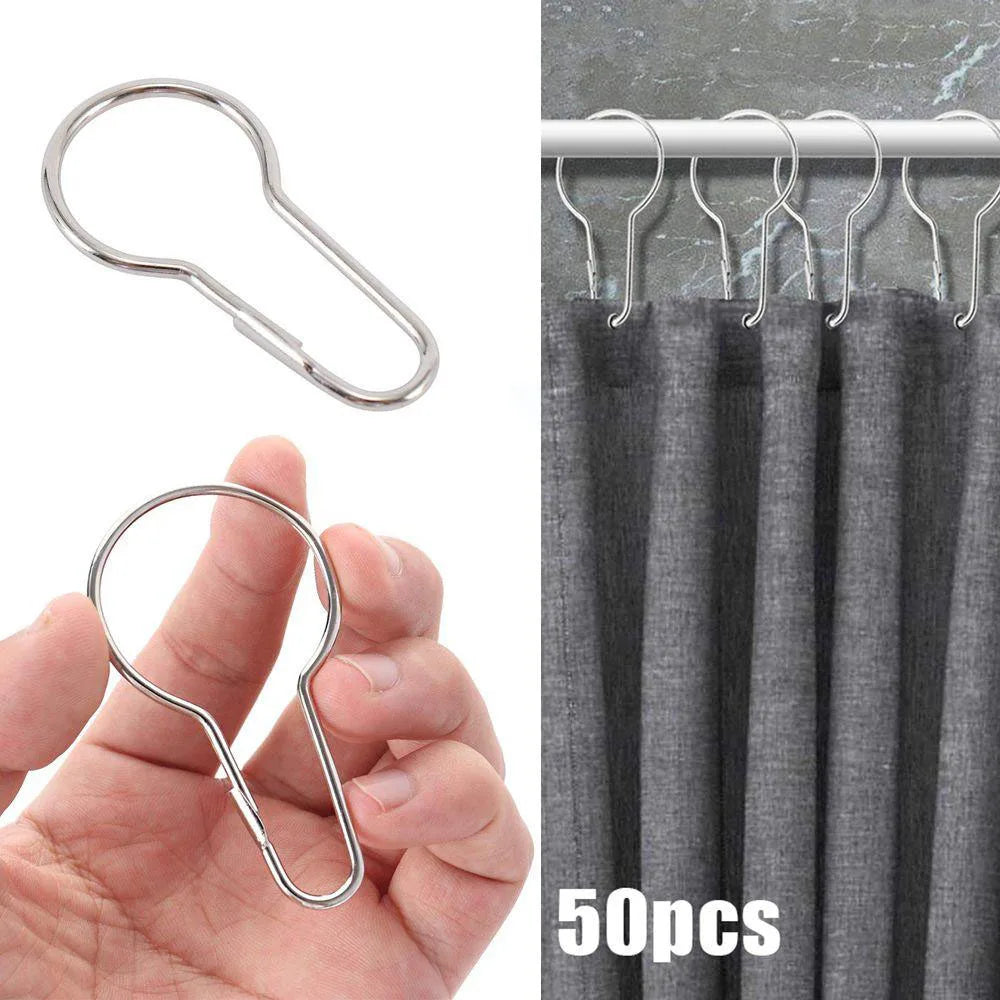 rideaux anneaux argentés modernes 50pcs opaques métal lisses maison