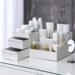 boîte rangement cosmétique blanc moderne plastique opacité organisation coiffeuse chambre