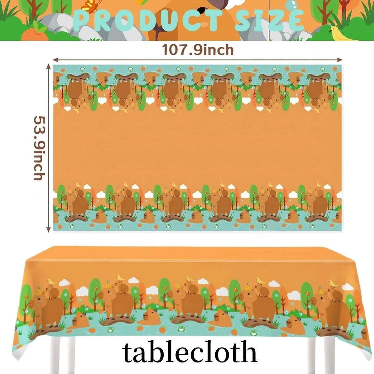 nappe table festive motif animaux couleurs vives bébé enfant deco occasionnelleecerueuils ballons gâteaux