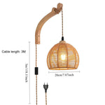 lampe murale suspendue tressée abatjour bois bohème rustique scandinave éclairage quotidien beige clair marronclair
