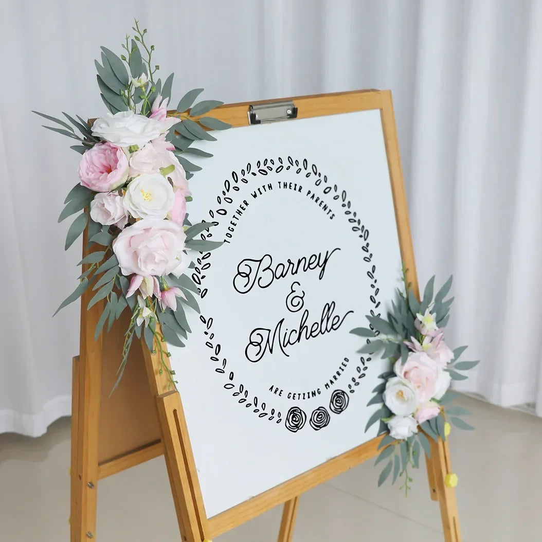 décorations florales mariage fleurs roses eucalyptus vert blanc anniversaire baby shower