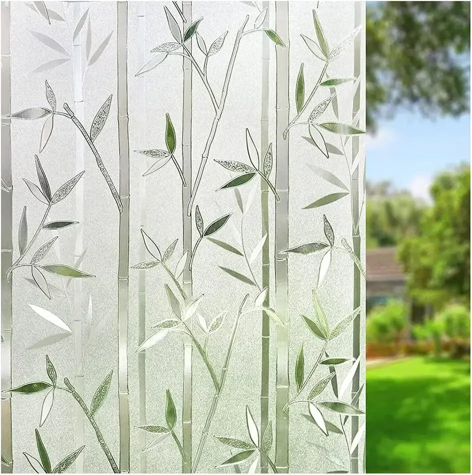 film fenêtre décoratif bambou adhésif transparent vert gris moderne naturel isolation uv thermique amovible