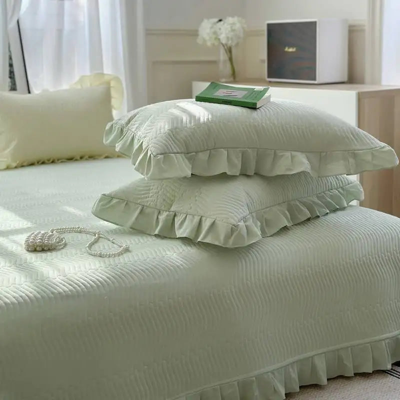 couvre lit coton tie dye rayures vert clair classique simple lit maison