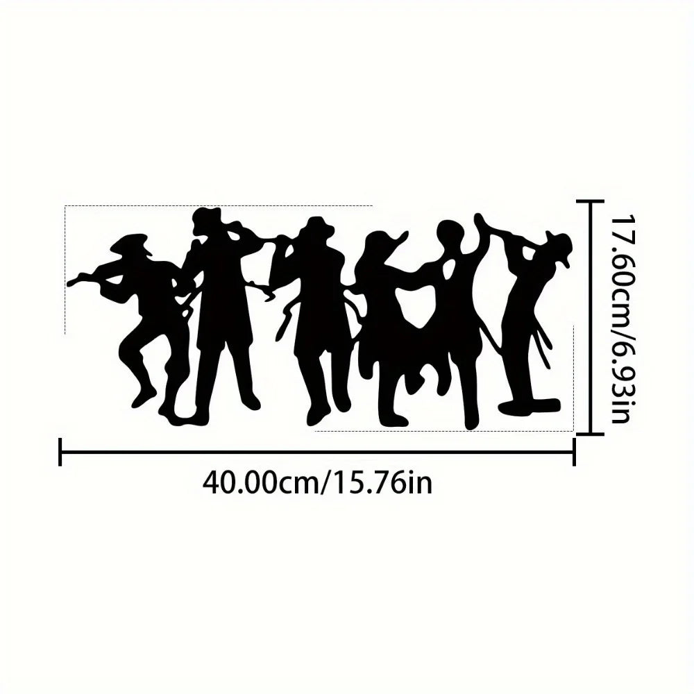 silhouettes musiciens noir métal moderne sticker 3d porte mur décoration intérieure extérieure cadeau pendaison