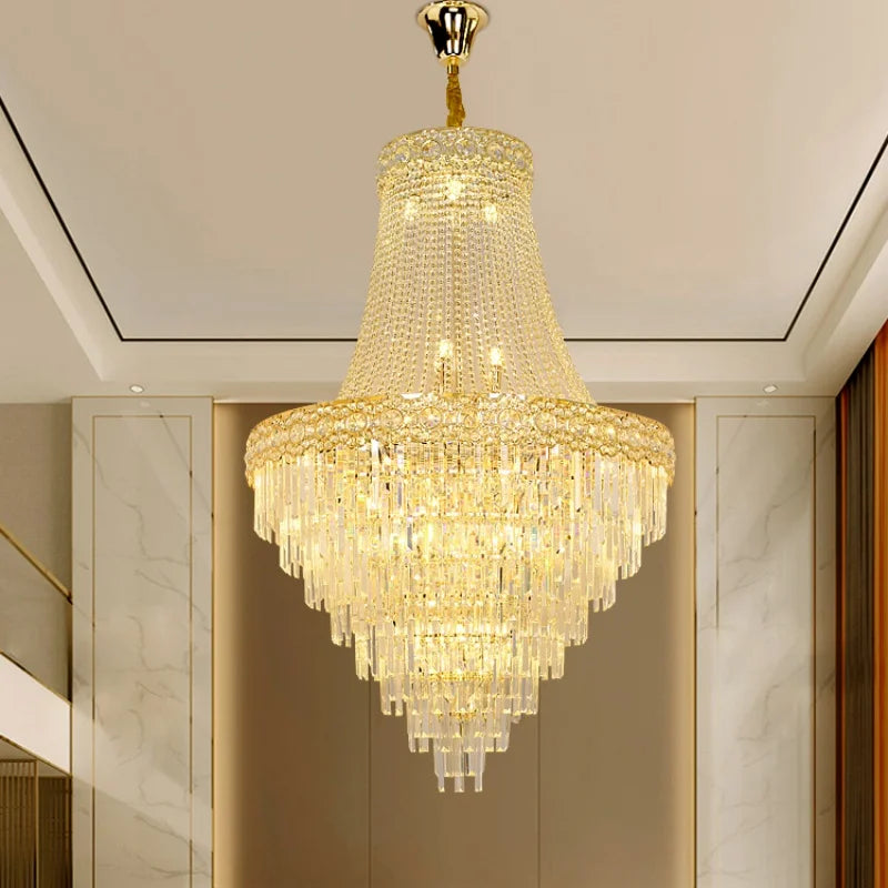 lustre cristal doré classique encastrée ampoules E14 led moderne salon hall