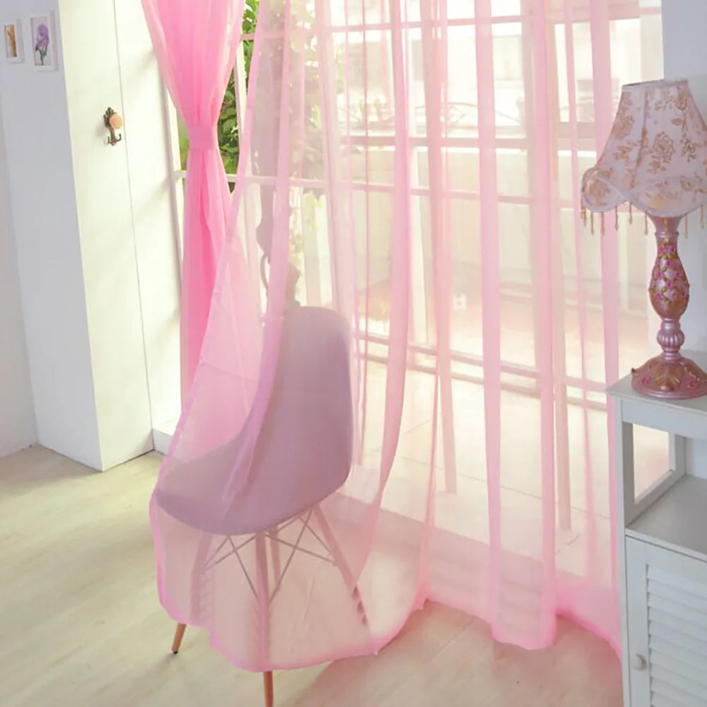 rideaux voile transparents décoratifs noir bleu rose rouge maison bord étroit