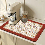 tapis cuisine antidérapant absorbant moderne noir blanc motifs géométriques fleurs taille 30x40cm