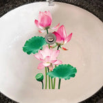 vasque bain moderne paysage montagneux adhésif or blanc cerfs fleurs