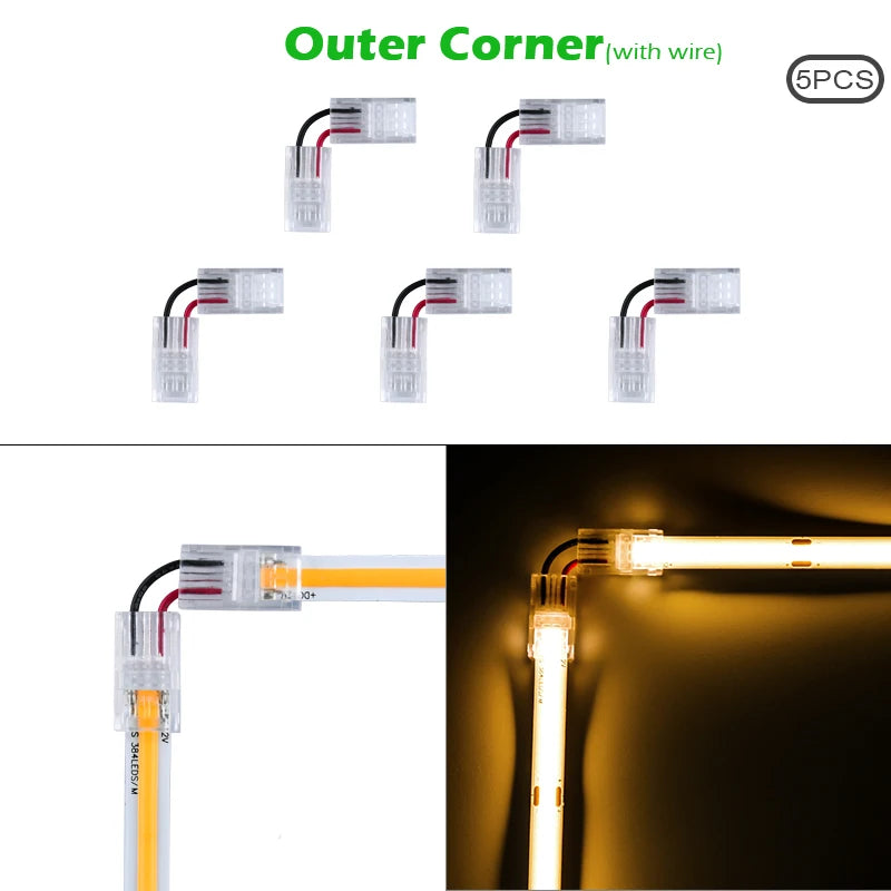 ruban led jaune clips câbles moderne transparent 8mm ip20 ip65 led cob 2835 smd