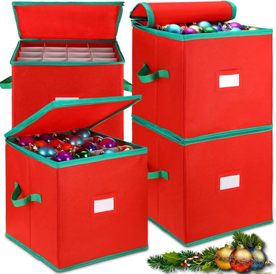 Boîte de rangement pour décorations de Noël vert clair avec séparateurs