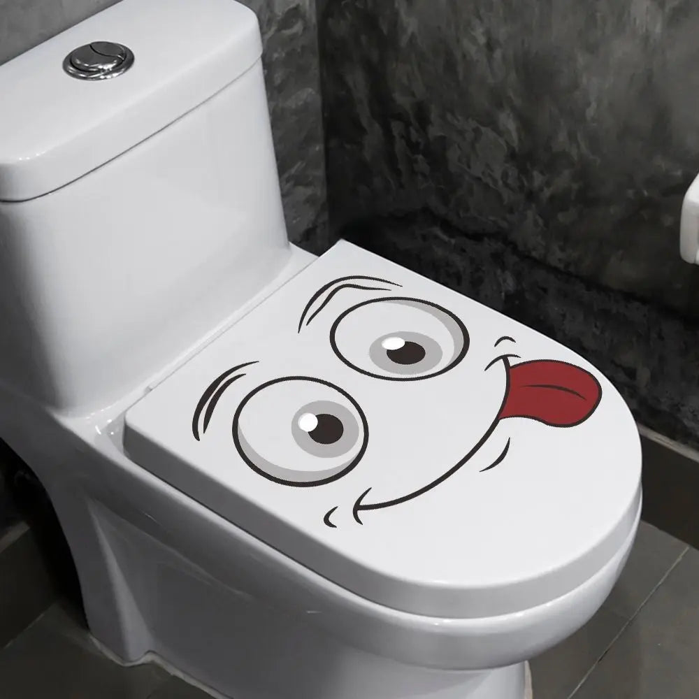 autocollants toilette dessin animé visage souriant blanc résistant humidité moderne pvc 30cm 30cm