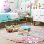 tapis rond peluche multicolore doux moderne chambre enfant 100cm 120cm 140cm 160cm pastel