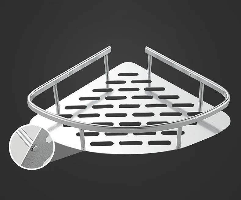 étagère salle bain adhésive noir argenté moderne minimaliste niveaux rondes perforées 10kg charge
