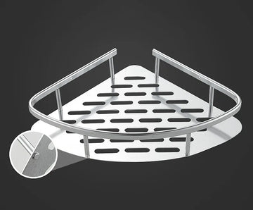 étagère salle bain adhésive noir argenté moderne minimaliste niveaux rondes perforées 10kg charge