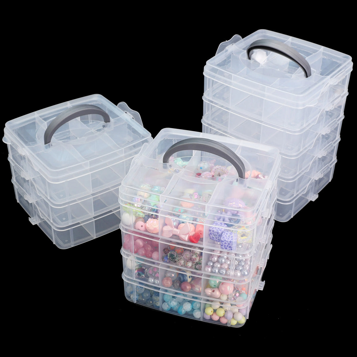 boîtes rangement bijoux transparentes plastique modernes couches compartiments organisation accessoires