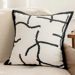coussin décoratif moderne motif floral blanc nordique polyester jacquard adhésif