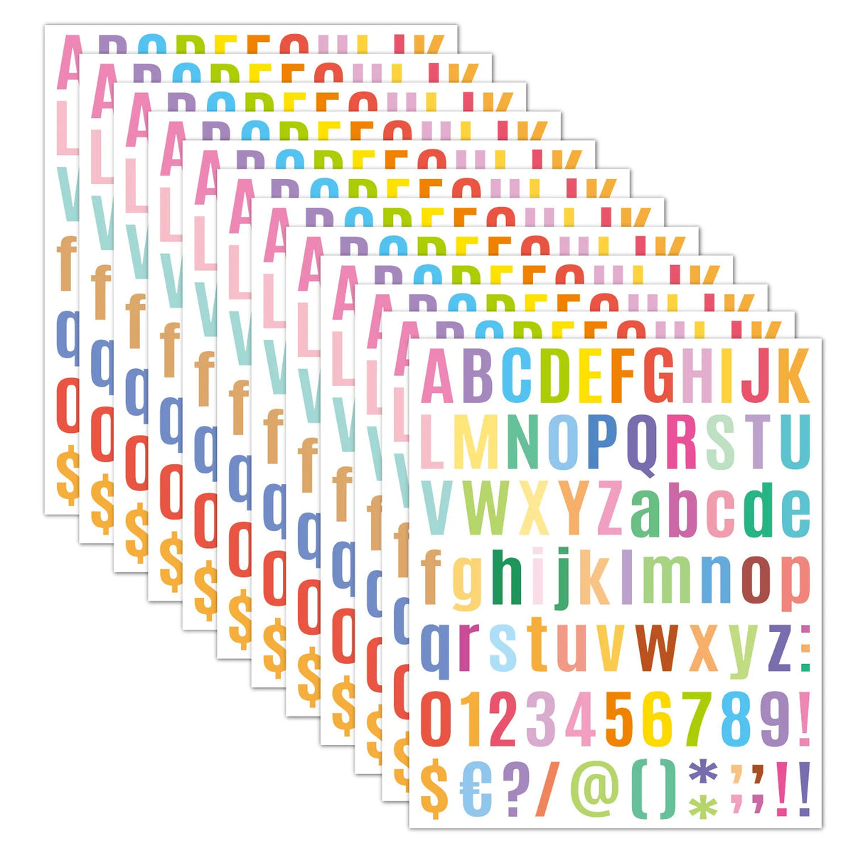 autocollants alphabet coloré moderne adhésif lettres chiffres symboles enfants transparents