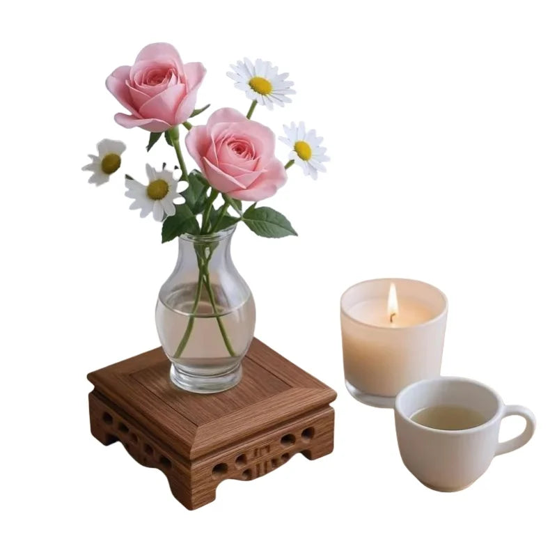 support décoratif bois naturel classique vase bougie tasse thé maison jardin étagère plantes