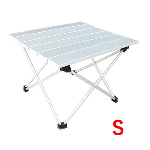 table pliante extérieure aluminium minimaliste moderne rectangle striée portable sac transport