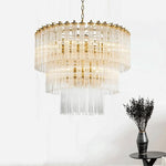 lustre moderne élégant doré rangs transparent chaîne métallique