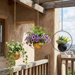 pots fleurs suspendus or noir modernes minimalistes chaîne résistants usure