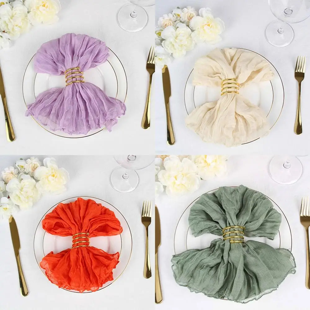 serviettes plissées modernes élégantes couleurs variées ruban doré coton fin 50cm 50cm décoration événementiel