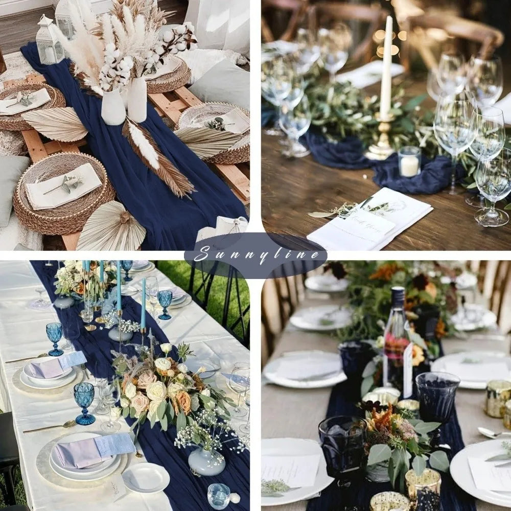 nappe plissée polyester mariage vert foncé bleu rose vif événementielle décoration table festive fleurs