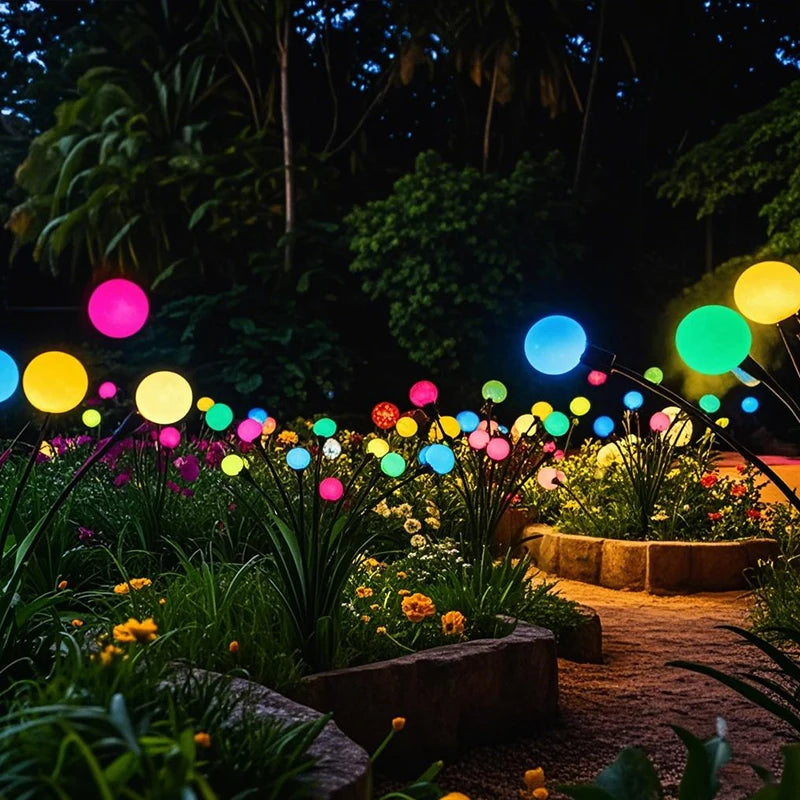 guirlande lumineuse solaire multicolore moderne boules sphériques extérieur patio jardin