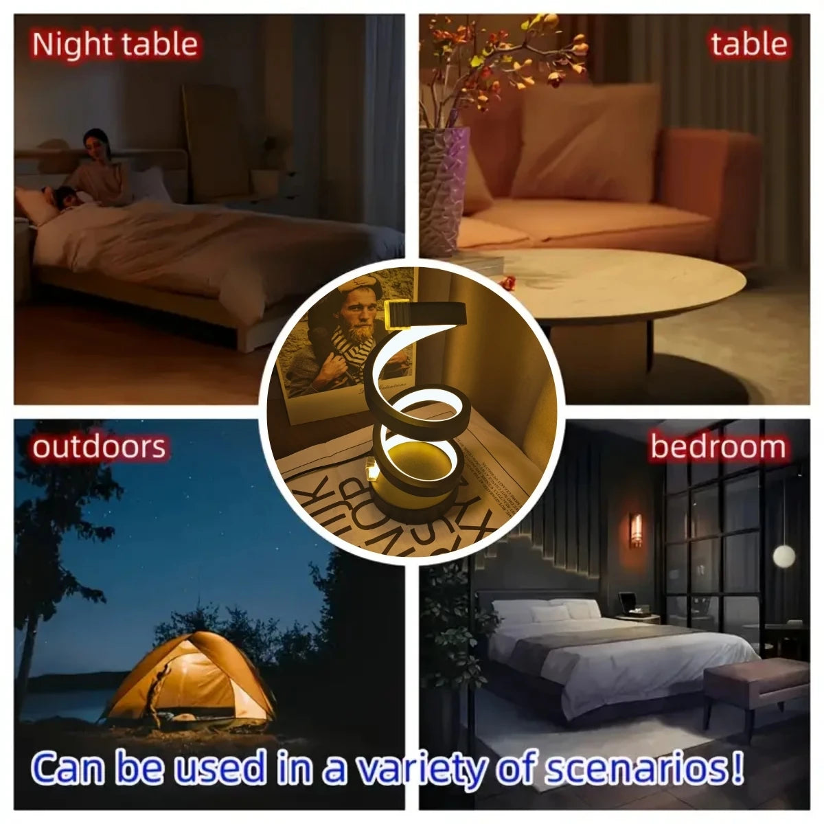 lampe table spirale moderne noire veilleuse dessin animé câble usb certifiée rohs fcc